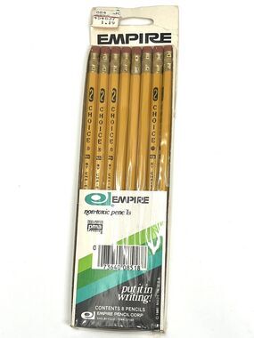 Vintage 1980 Empire Choice #2 Pencils Pack of 8 USA Yellow Non-Toxic